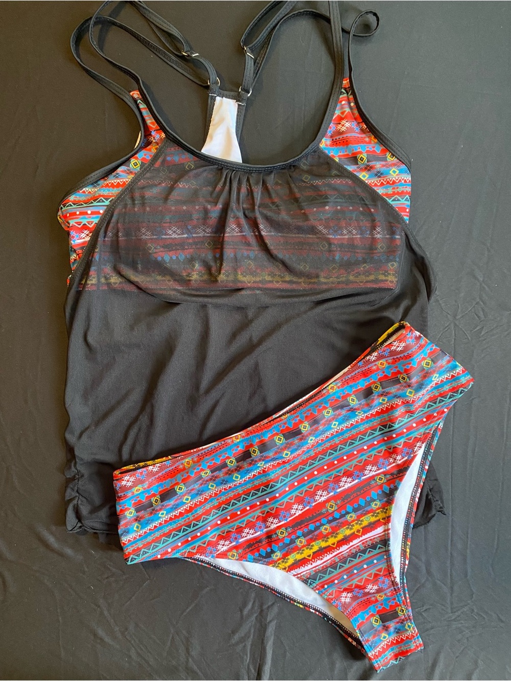 Black & Red Printed Two-Piece Women's Swim Set